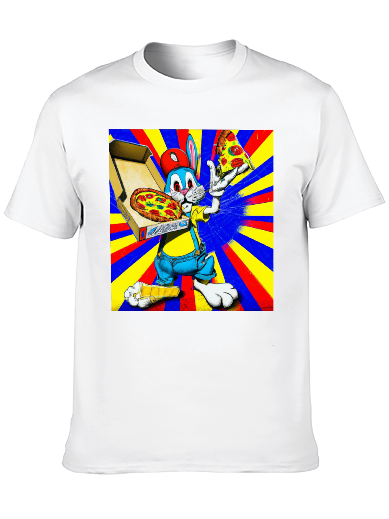 Cartoon Rabbit Pizza Graphic Tee