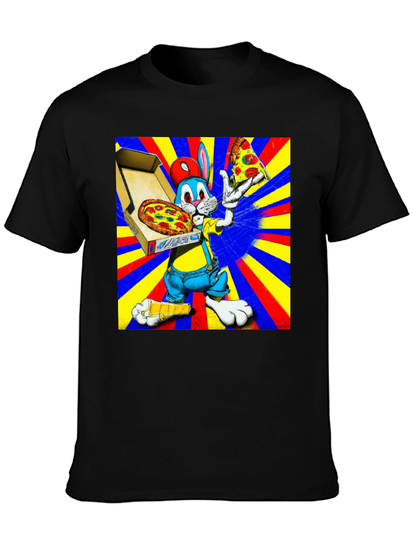 Cartoon Rabbit Pizza Graphic Tee