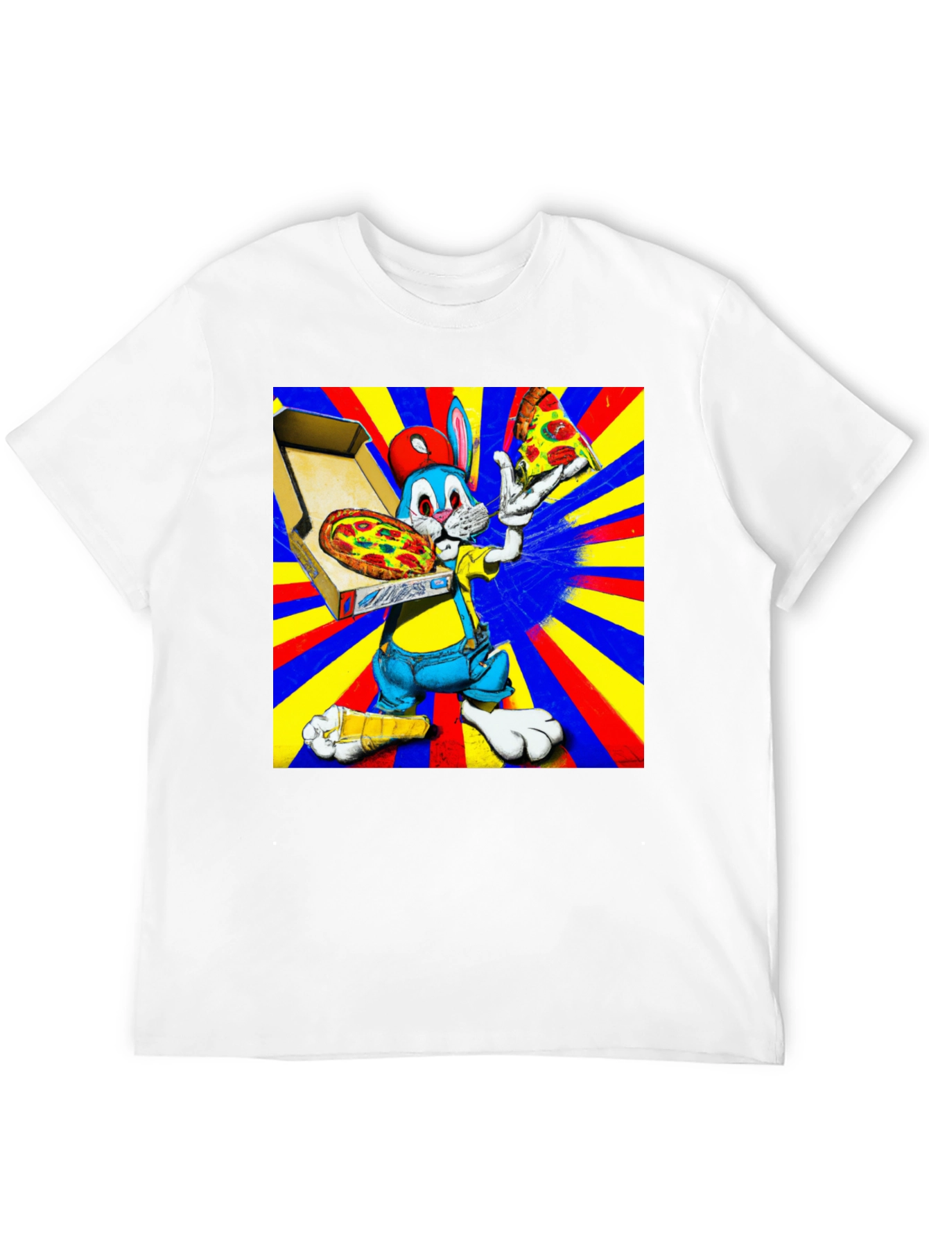 Cartoon Rabbit Pizza Graphic Tee