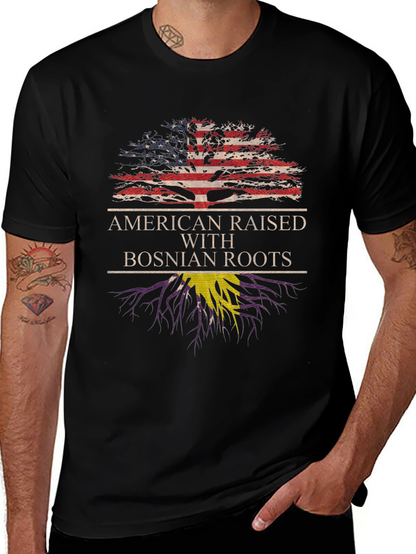 American Raised Bosnian Roots T-Shirt