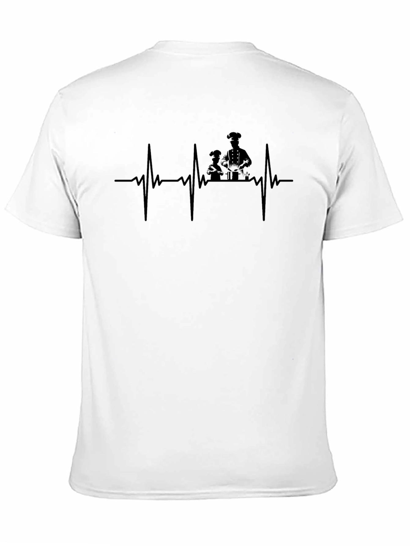Chef Heartbeat T-Shirt - Black Cotton Crew Neck