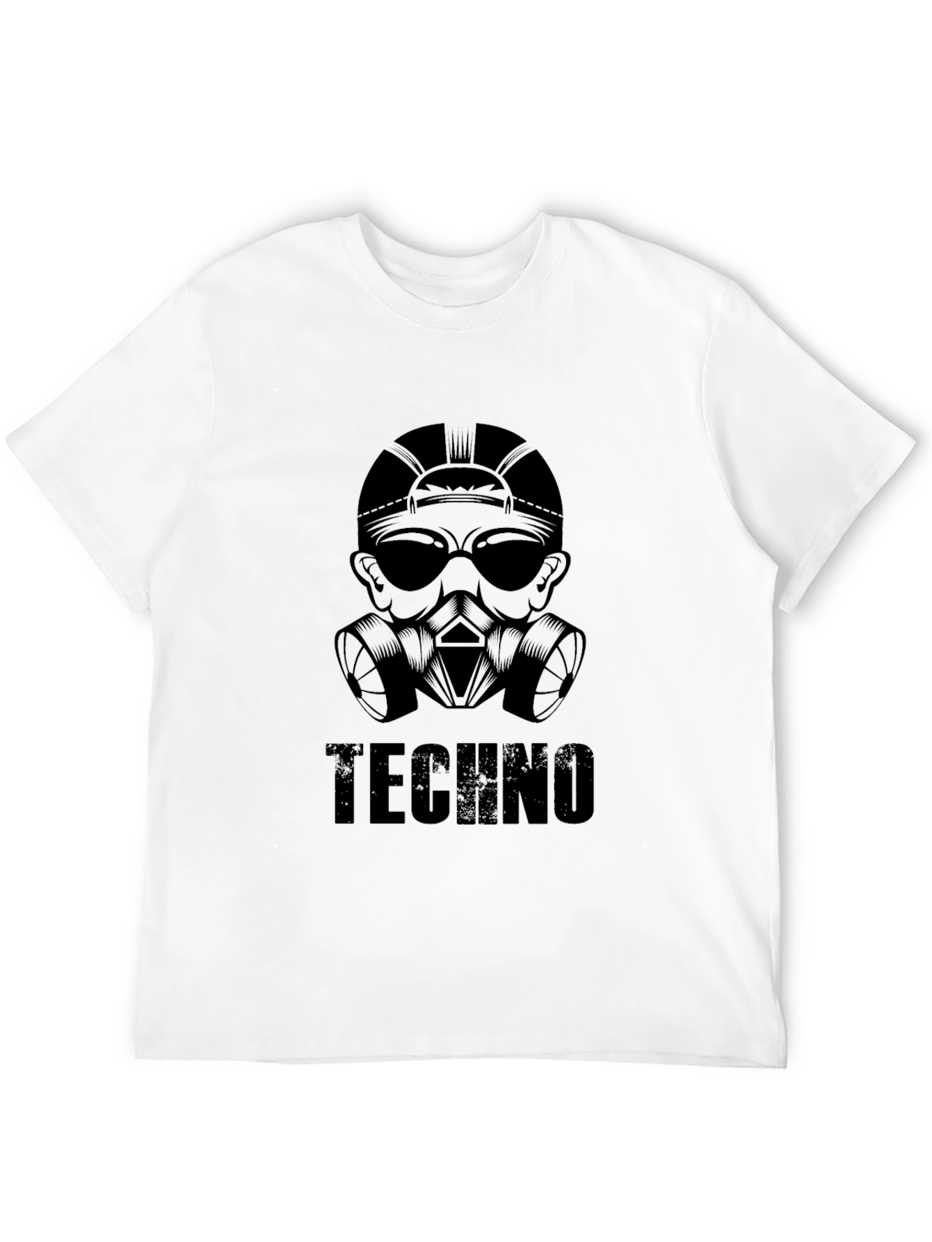 Techno Gas Mask Graphic T-Shirt - Black Cotton Tee
