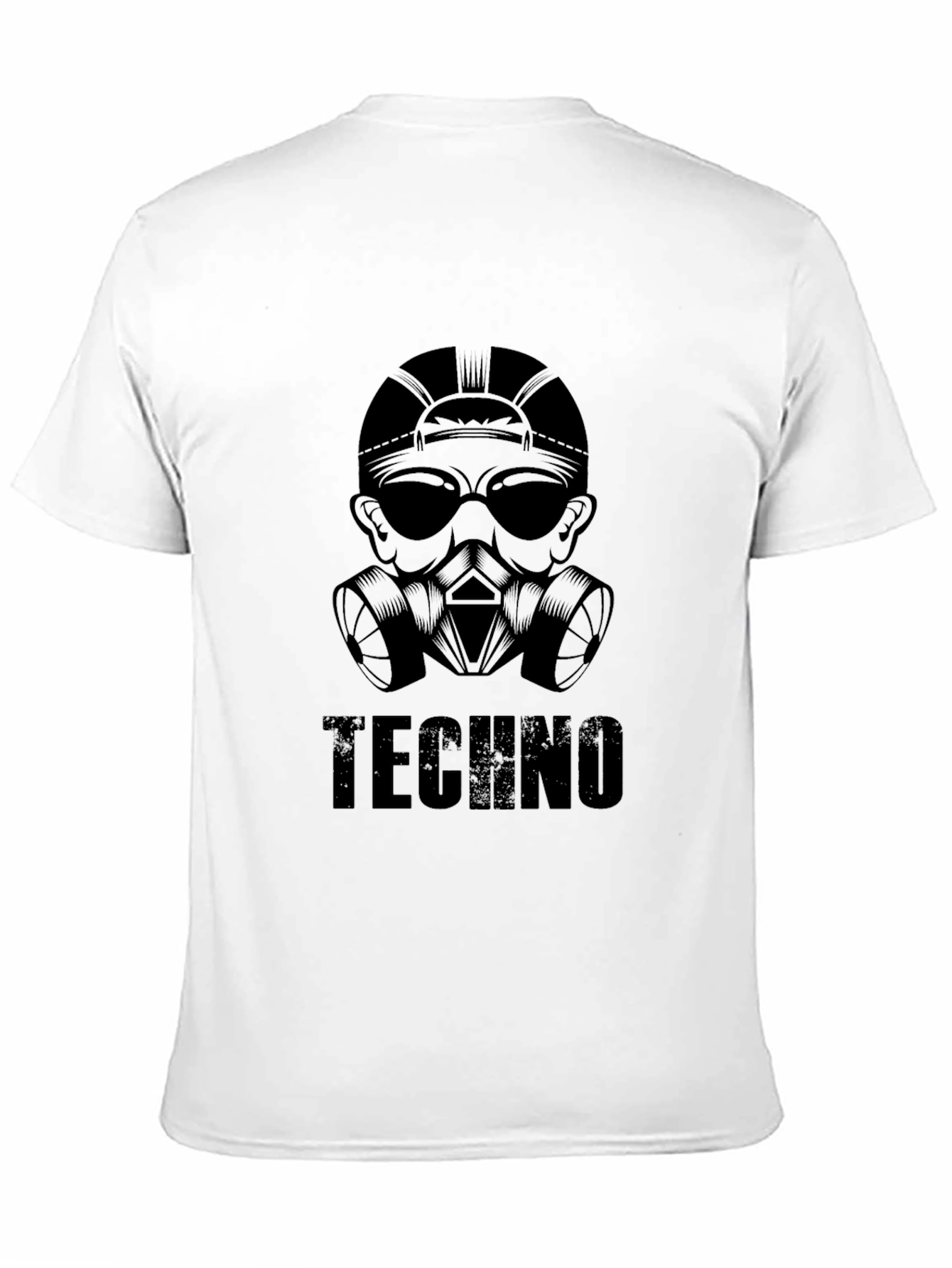 Techno Gas Mask Graphic T-Shirt - Black Cotton Tee
