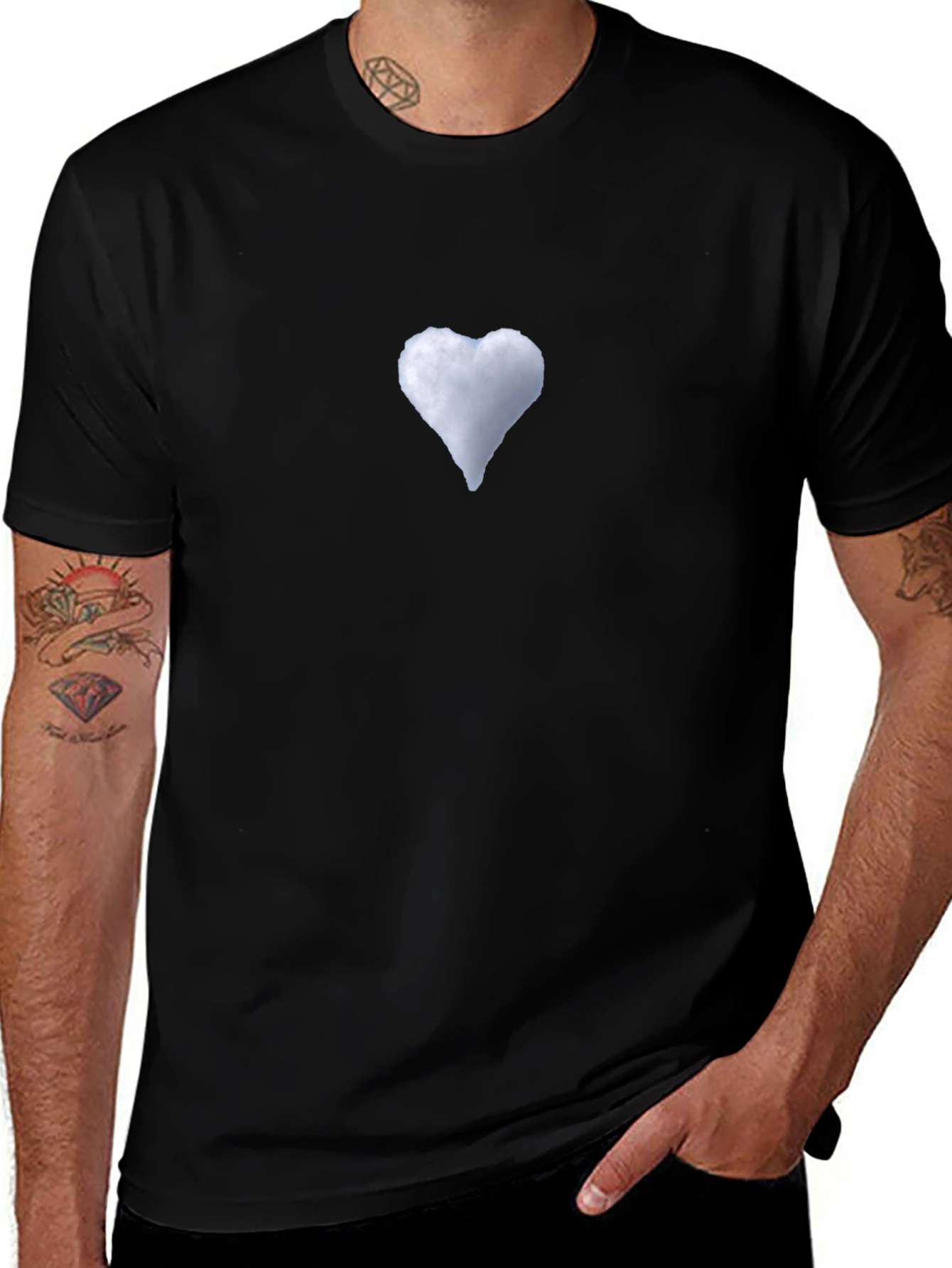 Cloud Heart Black T-Shirt - Soft & Stylish