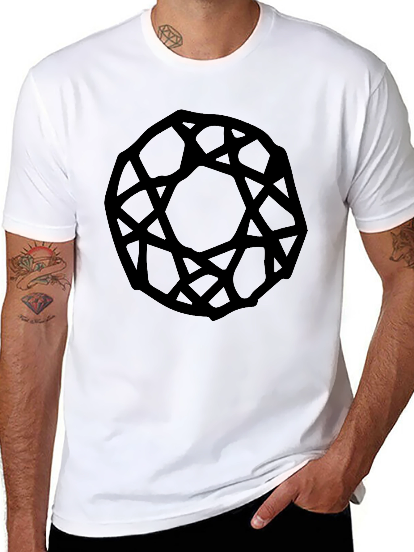 Abstract Geometric Black Graphic Tee