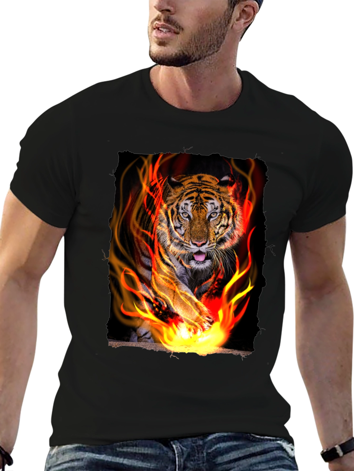 Tiger Graphic Tee - Mens Black T-Shirt