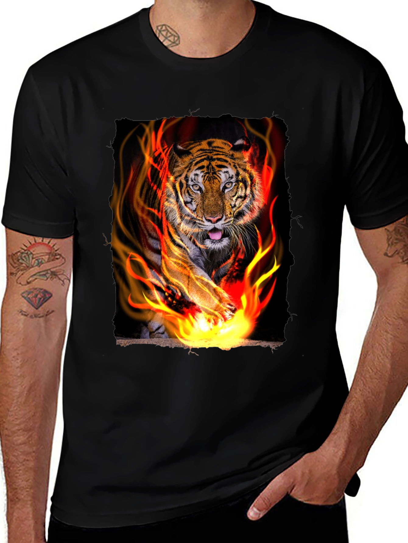 Tiger Graphic Tee - Mens Black T-Shirt