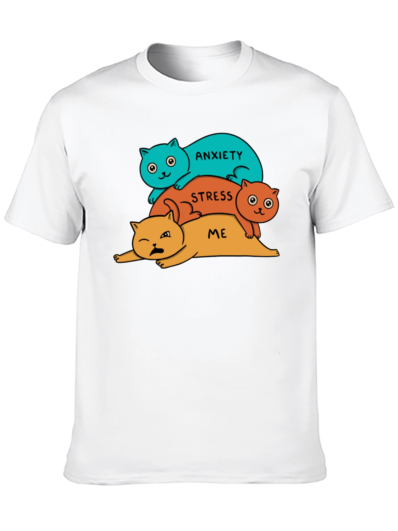 Anxiety Stress Me Cats Black T-Shirt