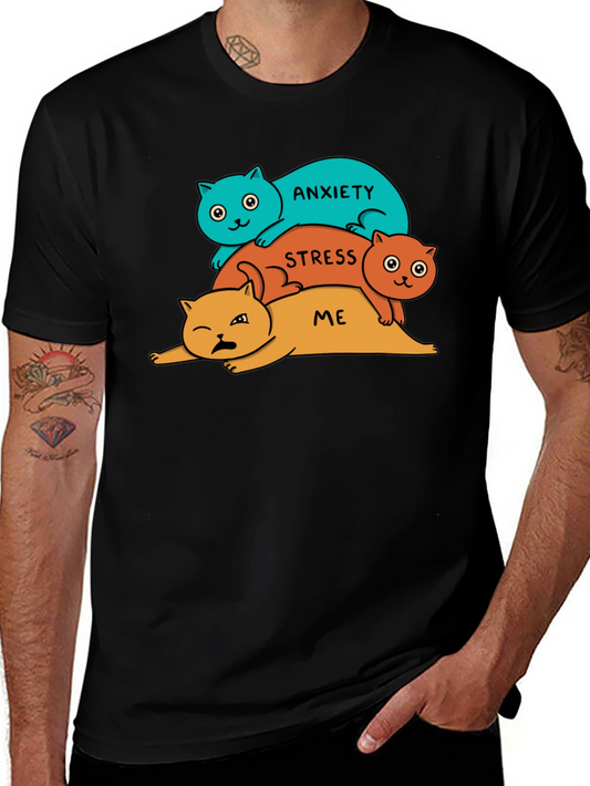 Anxiety Stress Me Cats Black T-Shirt
