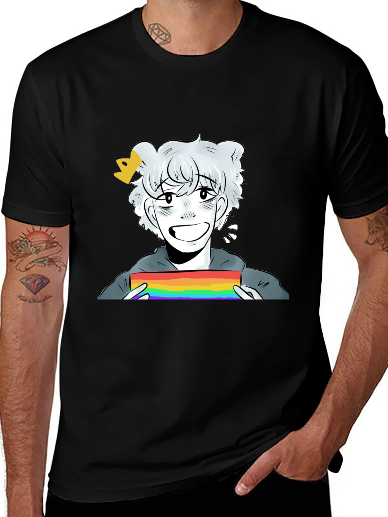 Cartoon Pride T-Shirt - Black Cotton Blend