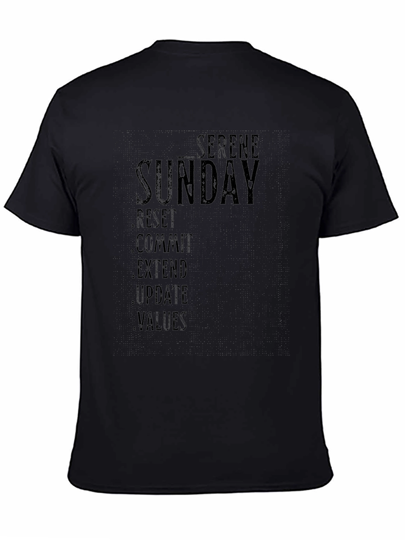 Serene Sunday Black Graphic T-Shirt