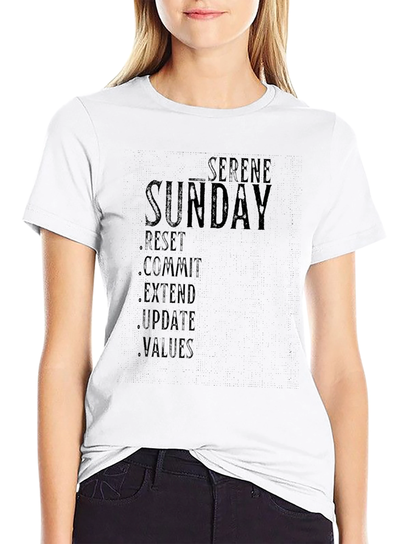Serene Sunday Black Graphic T-Shirt