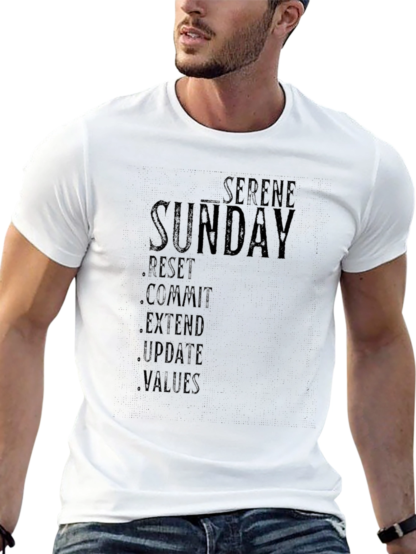 Serene Sunday Black Graphic T-Shirt