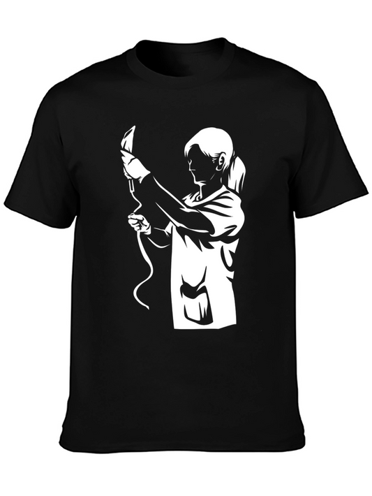 Black T-Shirt with Medical Worker Graphic