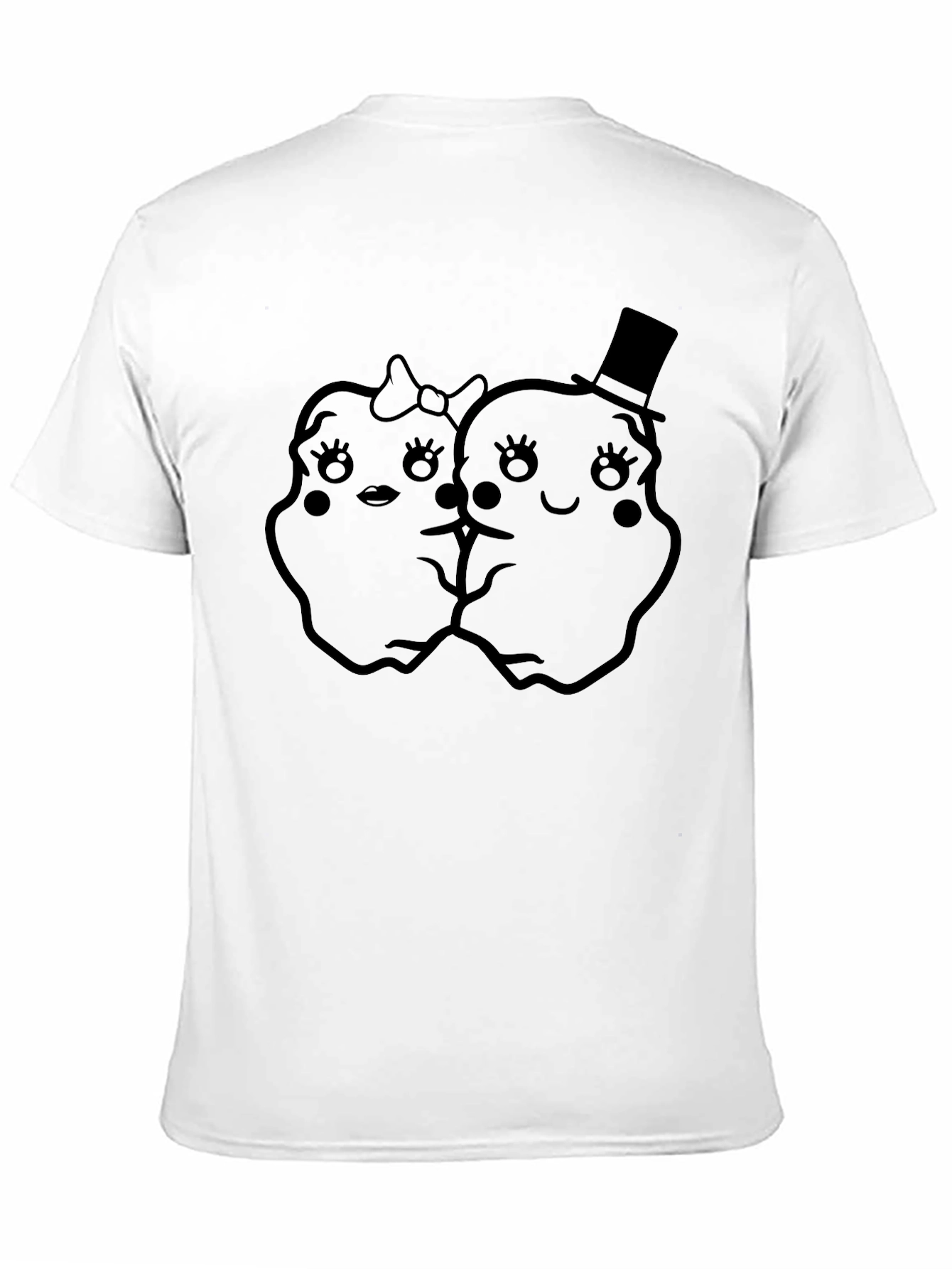 Cute Cartoon Couple Black T-Shirt