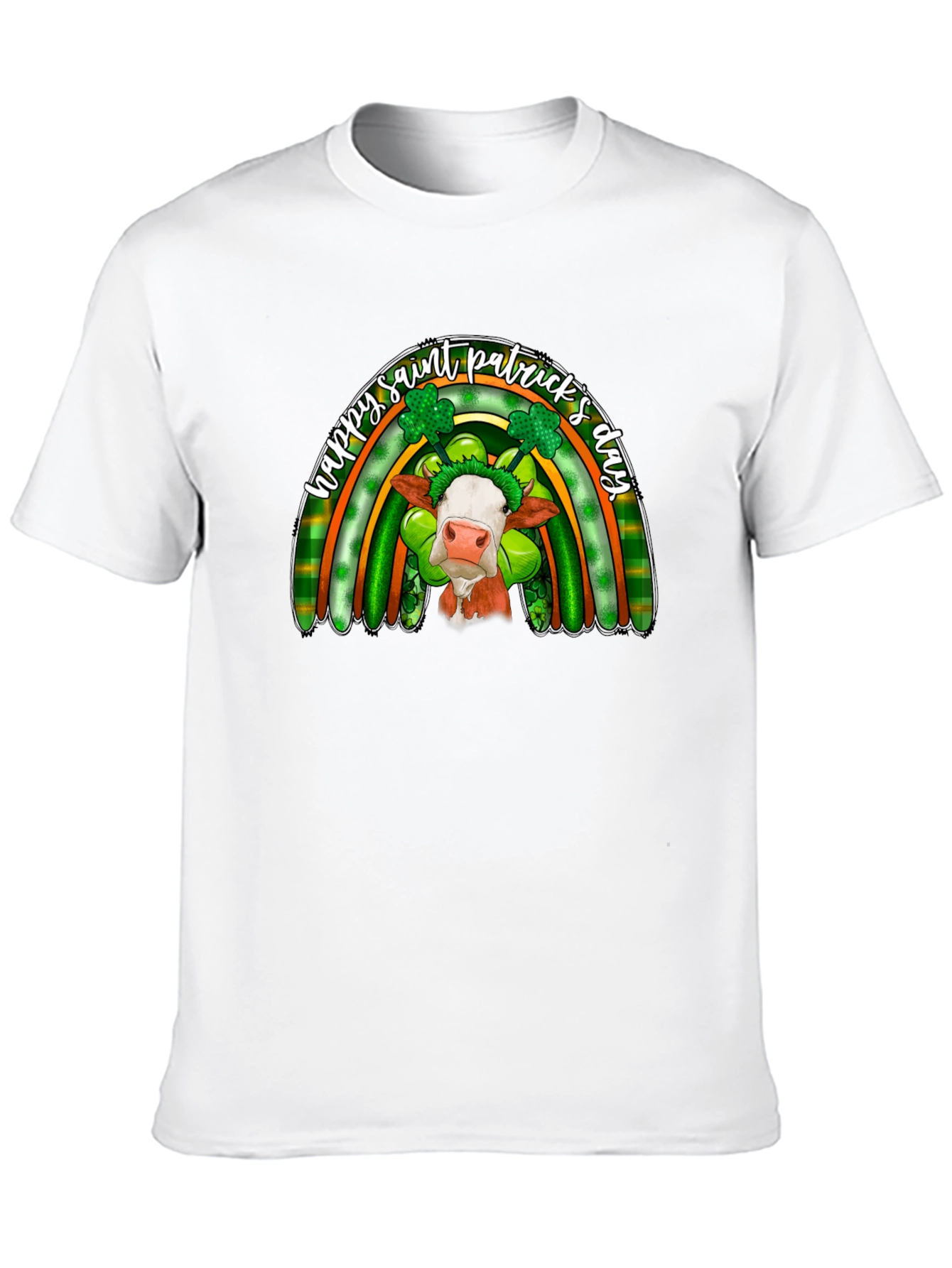 St. Patricks Day Cow Rainbow Graphic Tee