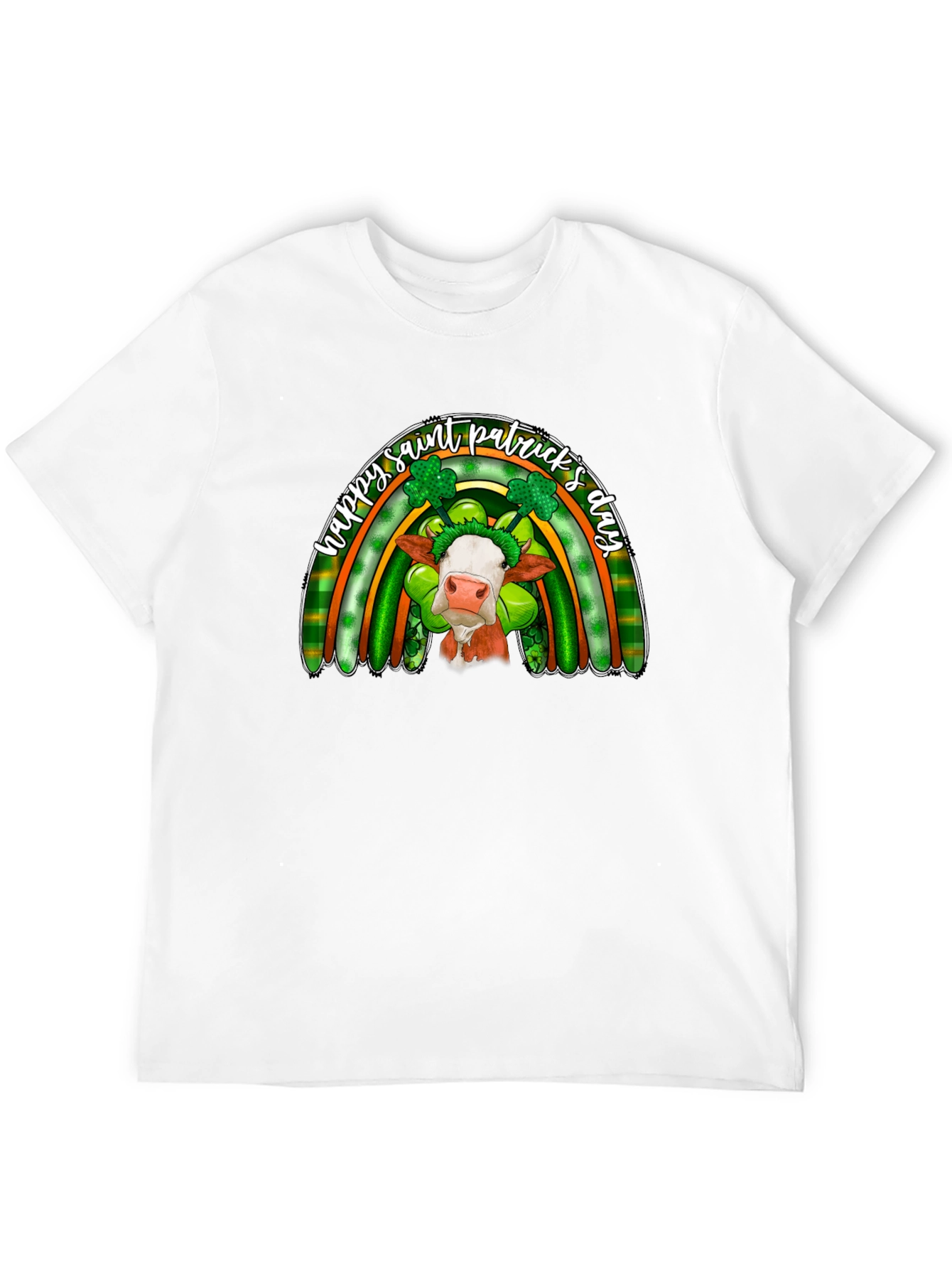St. Patricks Day Cow Rainbow Graphic Tee