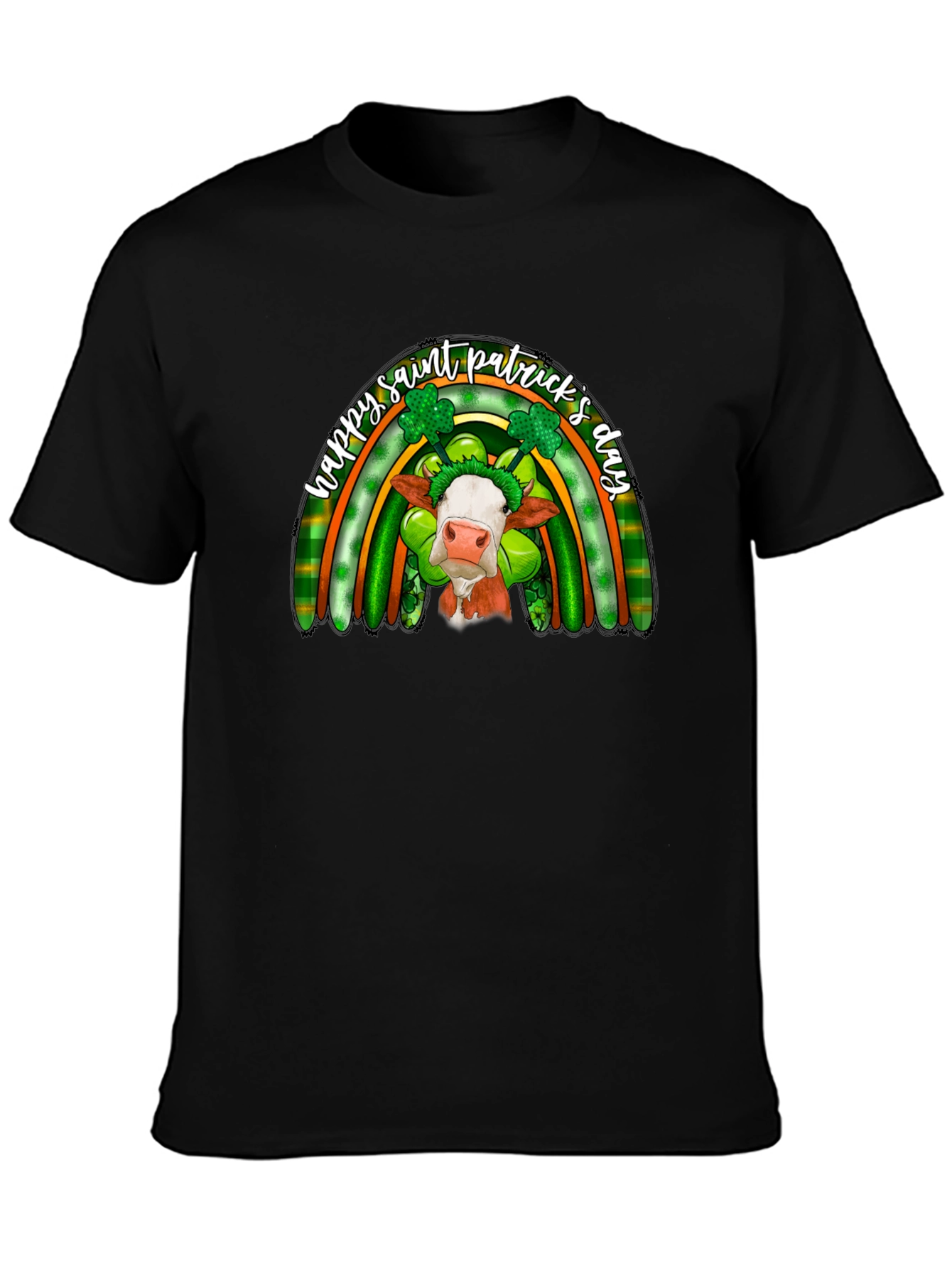St. Patricks Day Cow Rainbow Graphic Tee