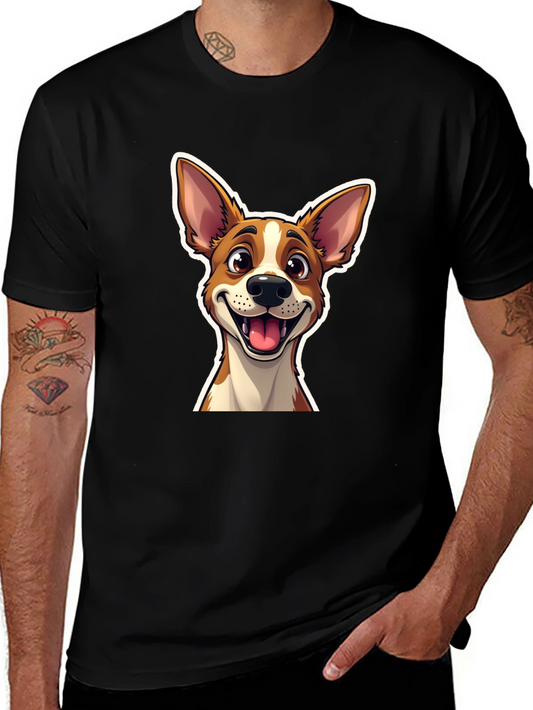 Cartoon Dog Graphic T-Shirt - Unisex Black Tee