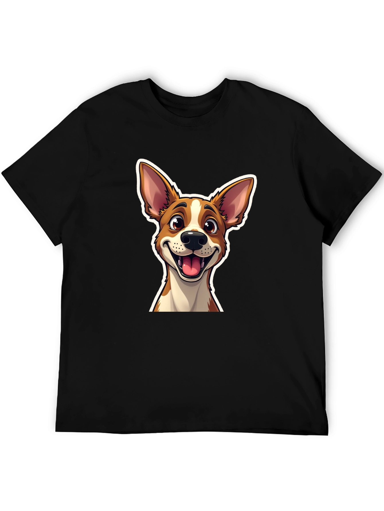 Cartoon Dog Graphic T-Shirt - Unisex Black Tee
