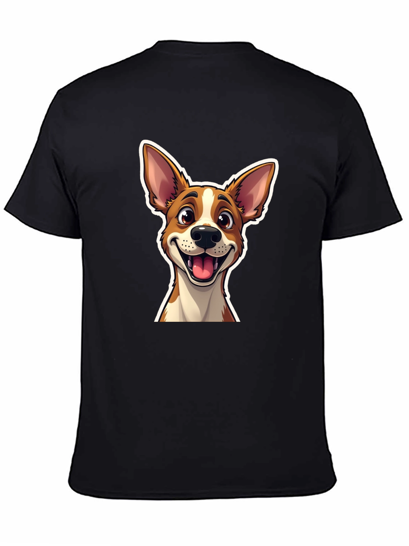 Cartoon Dog Graphic T-Shirt - Unisex Black Tee