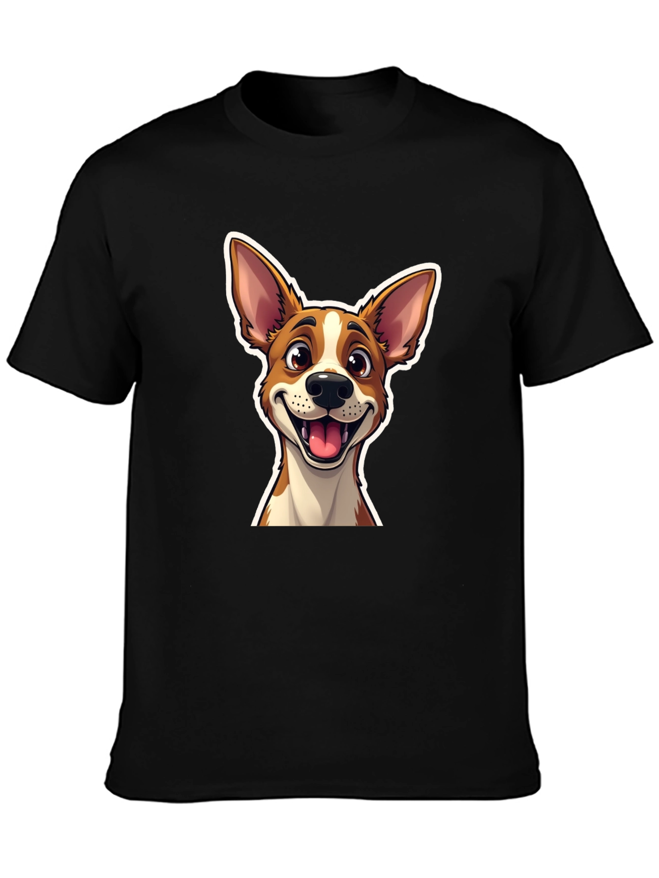Cartoon Dog Graphic T-Shirt - Unisex Black Tee