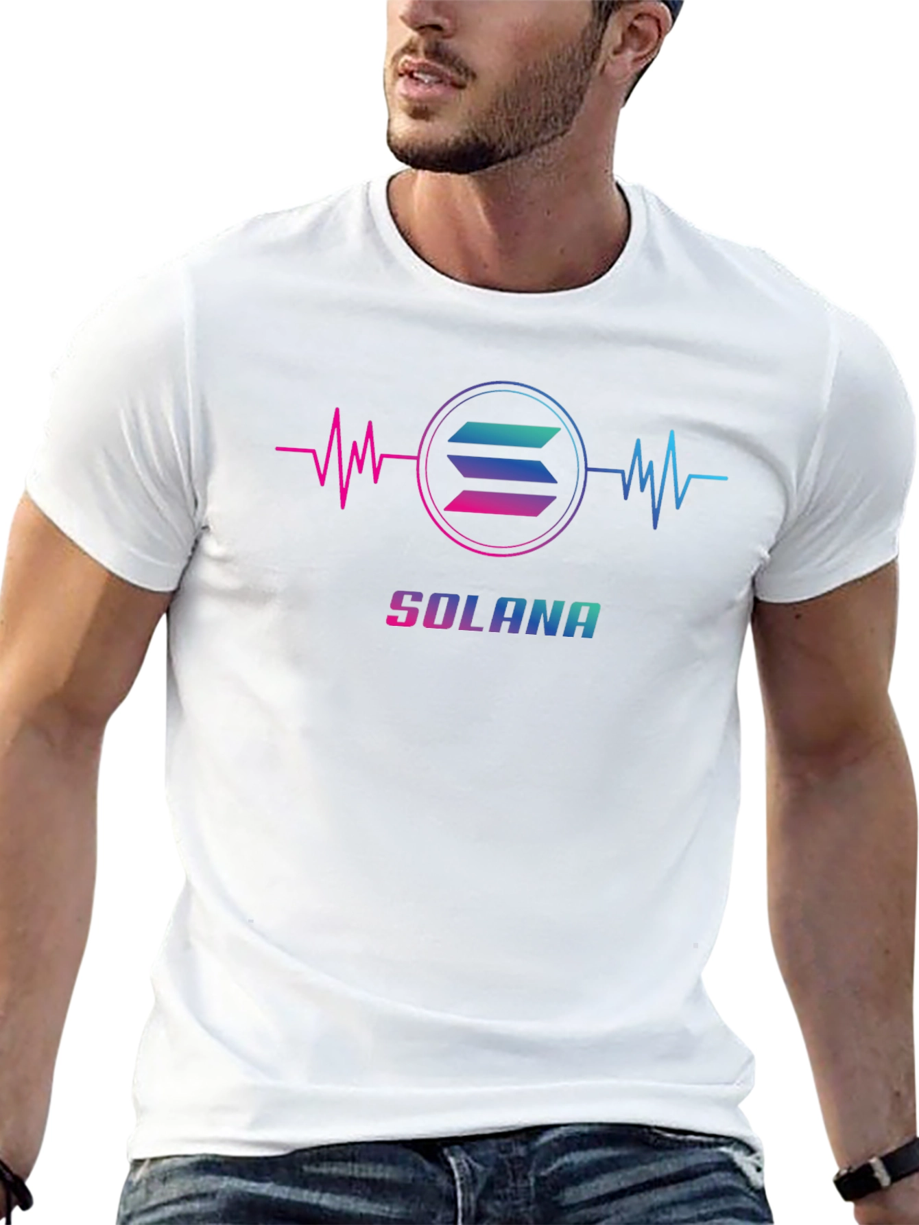 Solana Cryptocurrency T-Shirt - Heartbeat Design