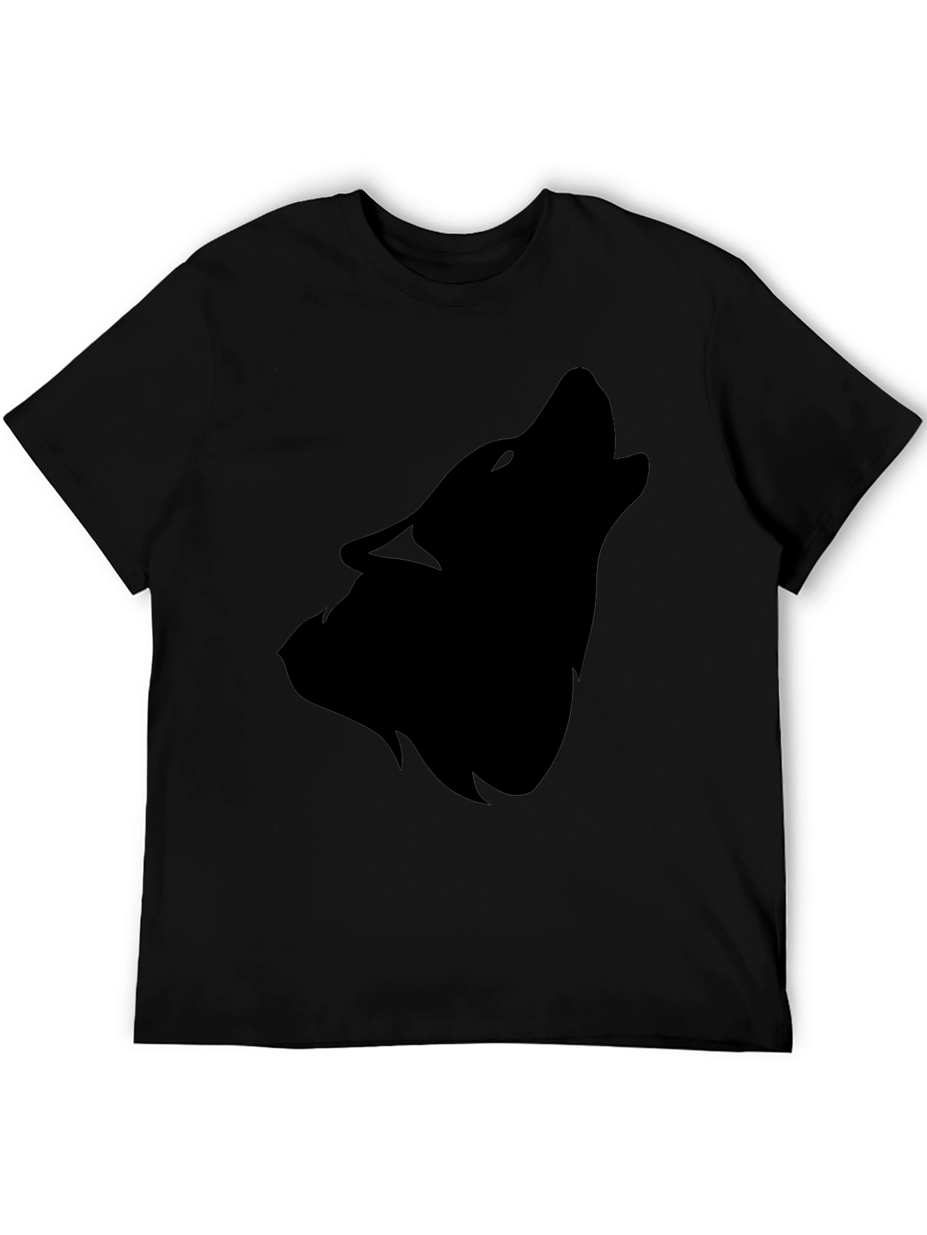 Black Wolf Silhouette T-Shirt - Mens Fashion