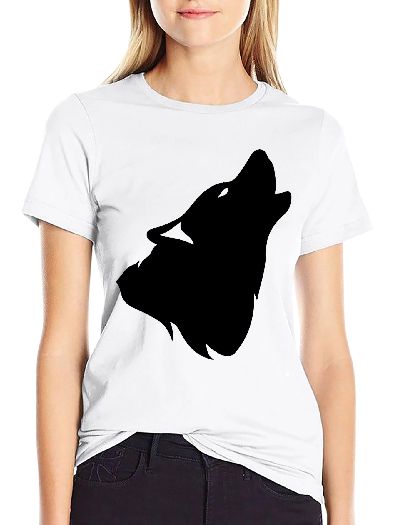 Black Wolf Silhouette T-Shirt - Mens Fashion
