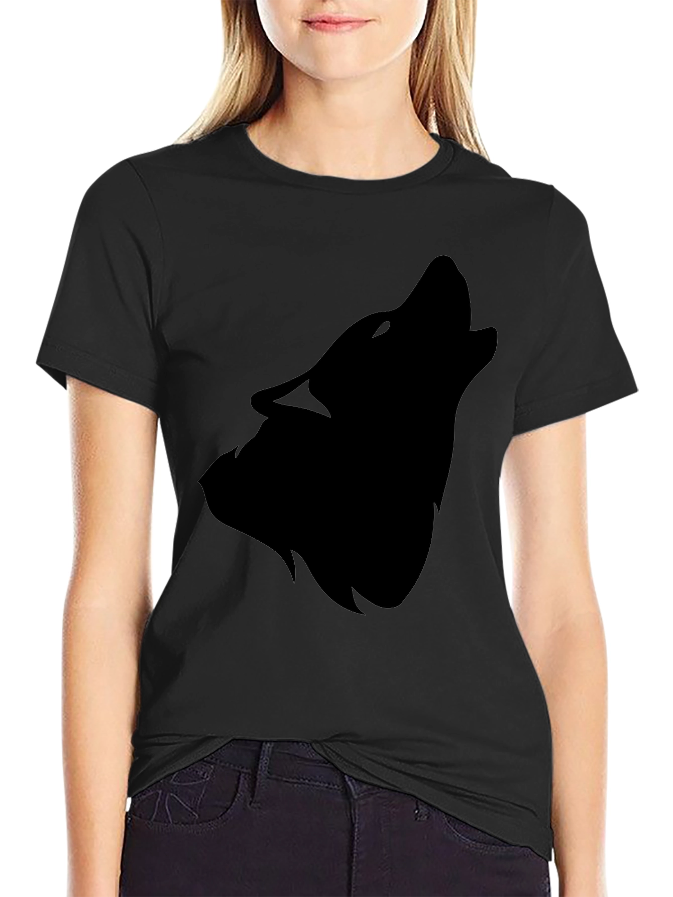 Black Wolf Silhouette T-Shirt - Mens Fashion
