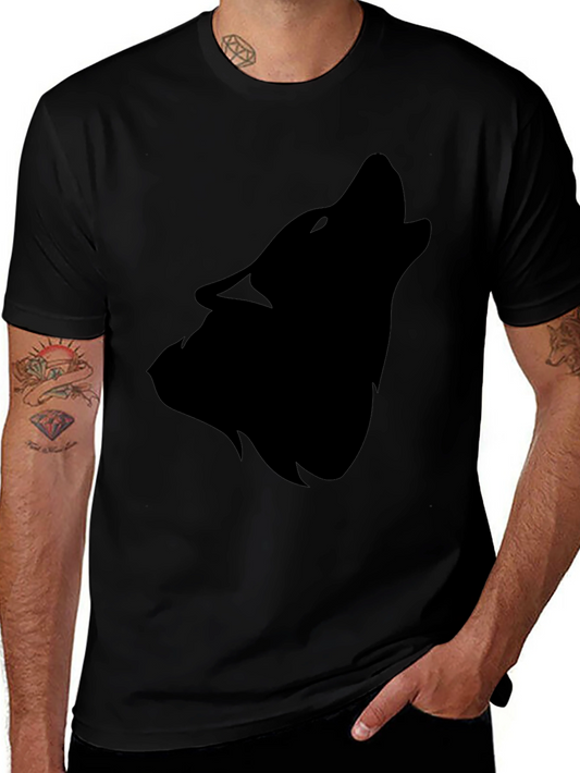 Black Wolf Silhouette T-Shirt - Mens Fashion