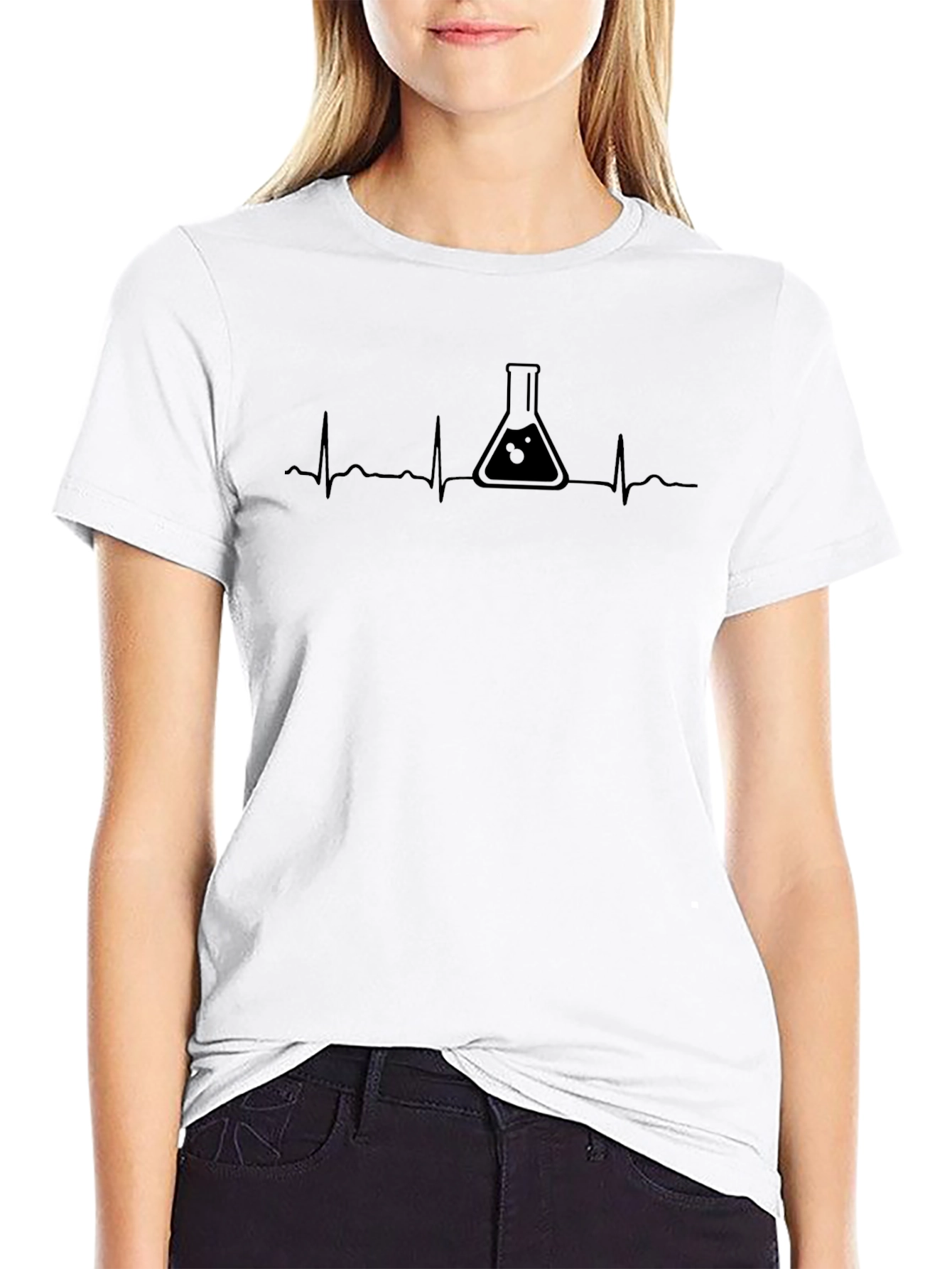 Science Heartbeat Graphic Tee - Black Cotton