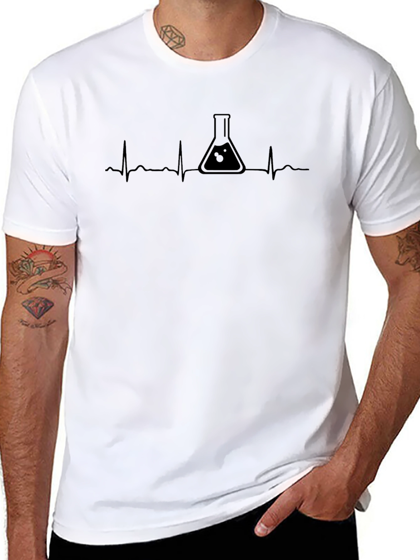 Science Heartbeat Graphic Tee - Black Cotton