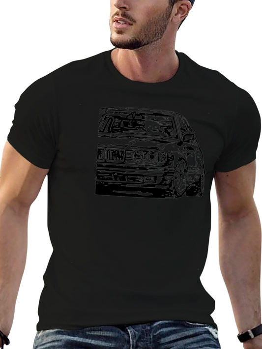Black E30 Car Graphic Tee - Classic Automotive Style