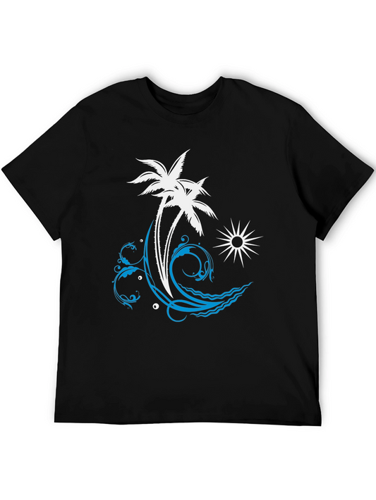 Tropical Palm Tree Wave Graphic T-Shirt