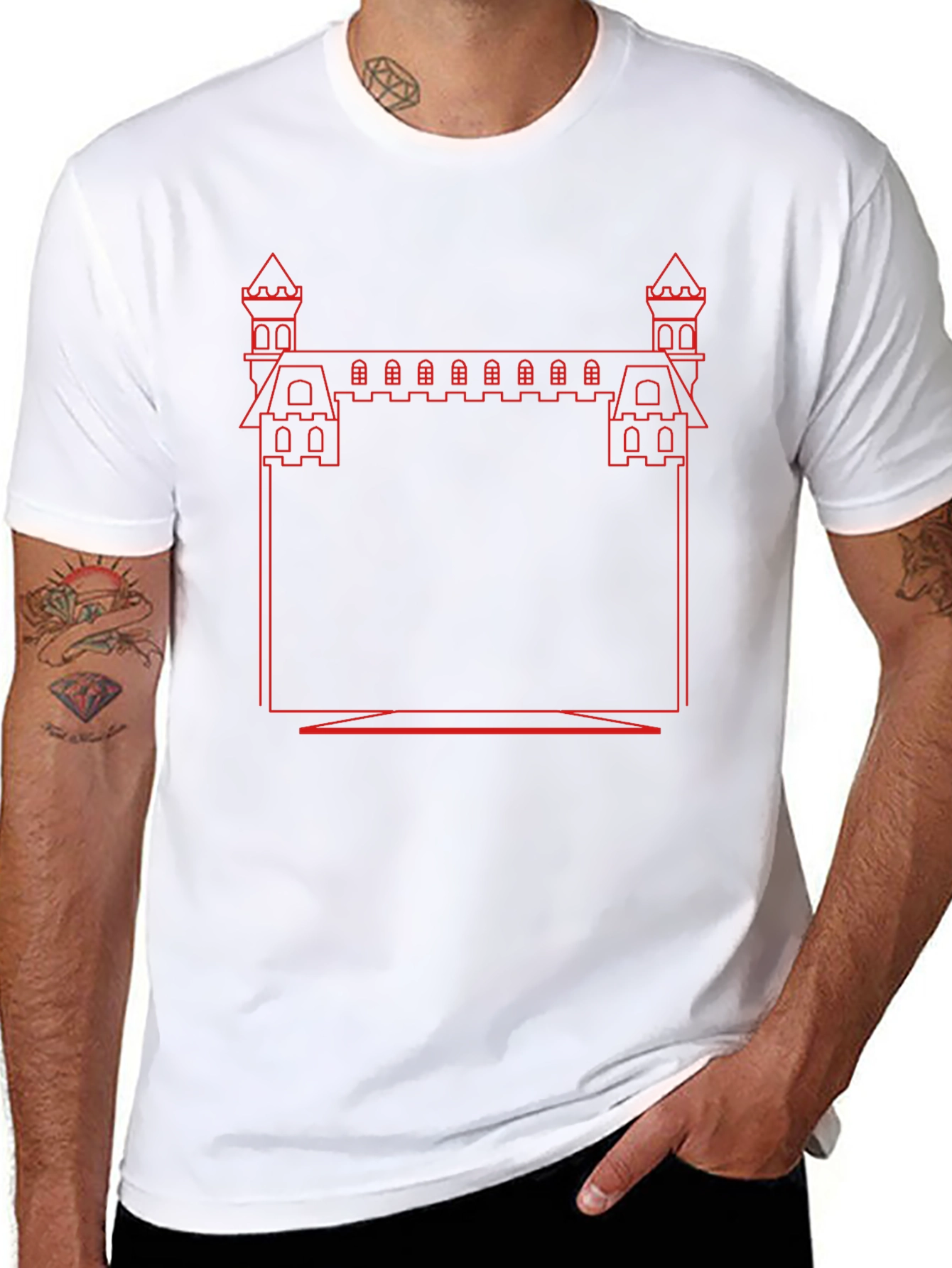 Castle Outline Graphic Tee - Black