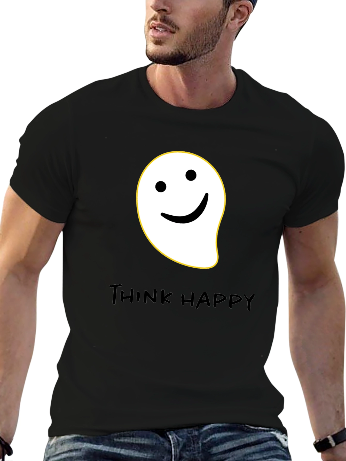 Think Happy Graphic Tee - Black