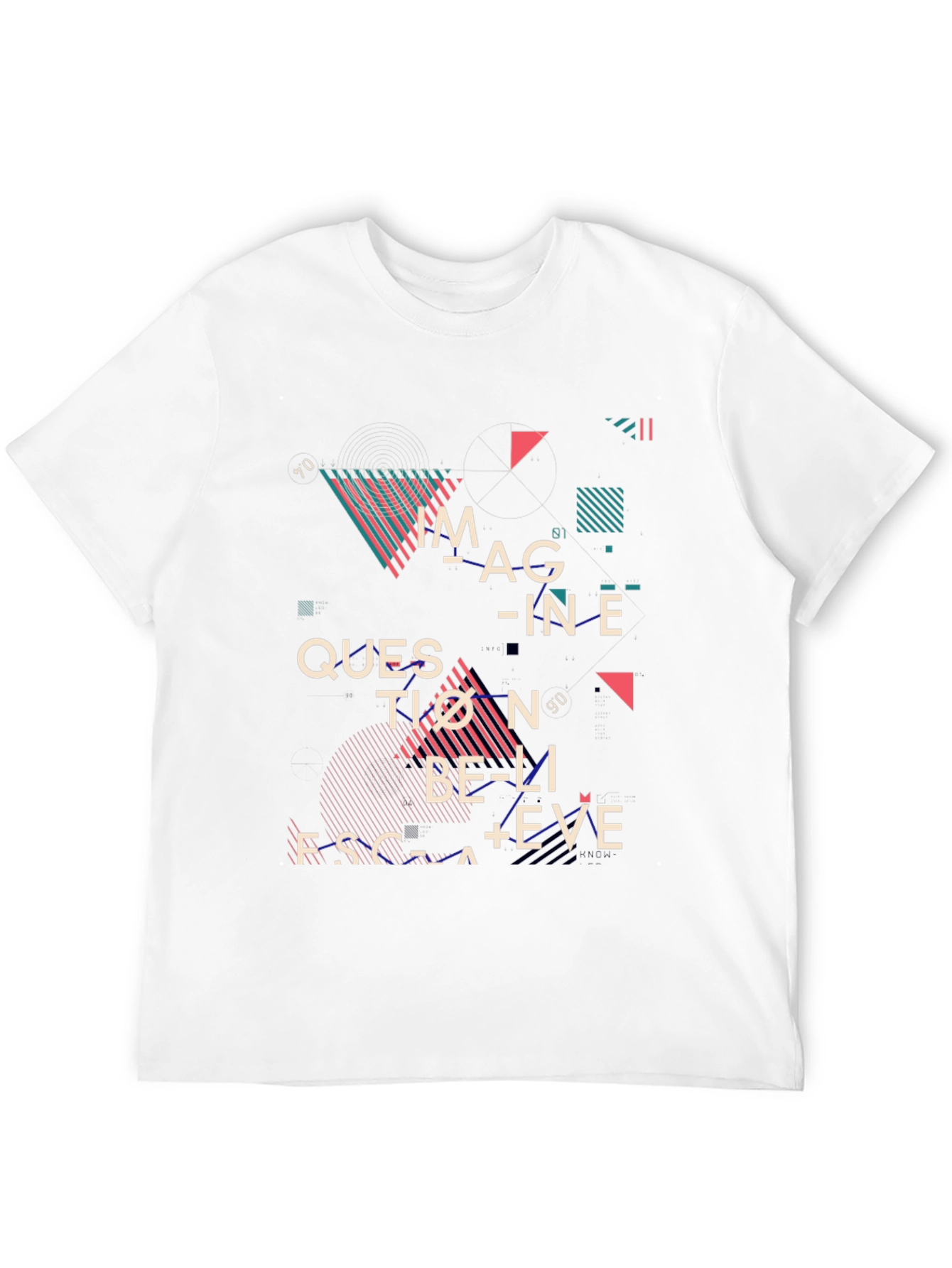 Abstract Graphic Print Tee - Imagine Question Believe