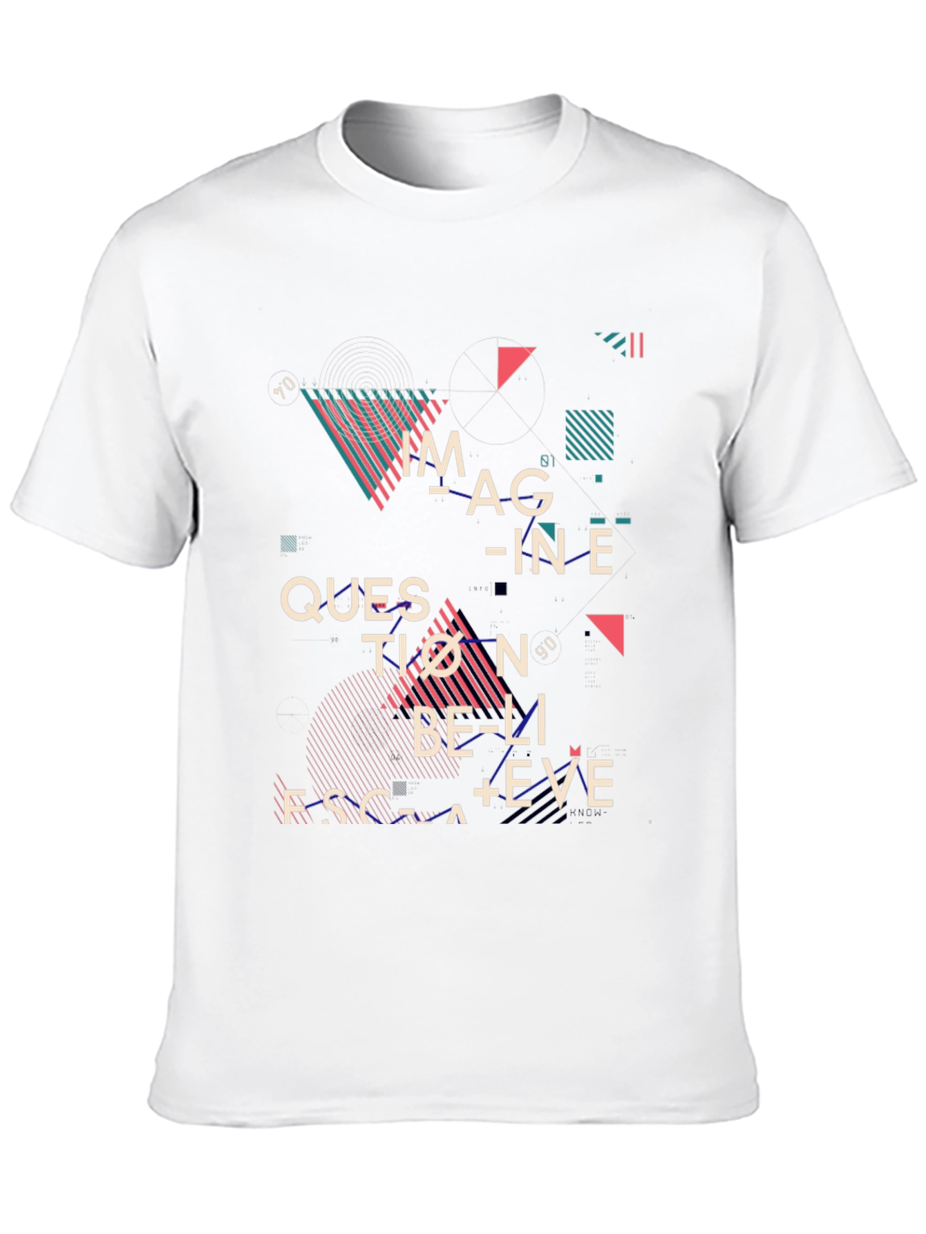 Abstract Graphic Print Tee - Imagine Question Believe