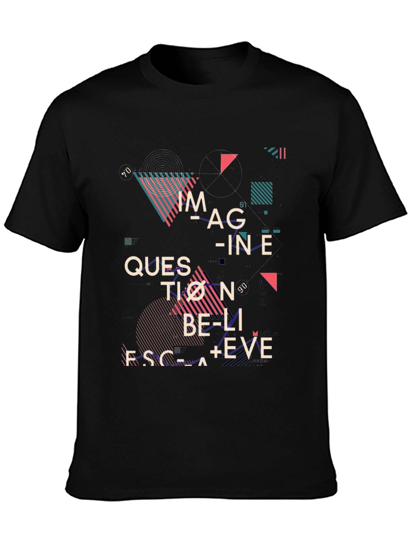 Abstract Graphic Print Tee - Imagine Question Believe