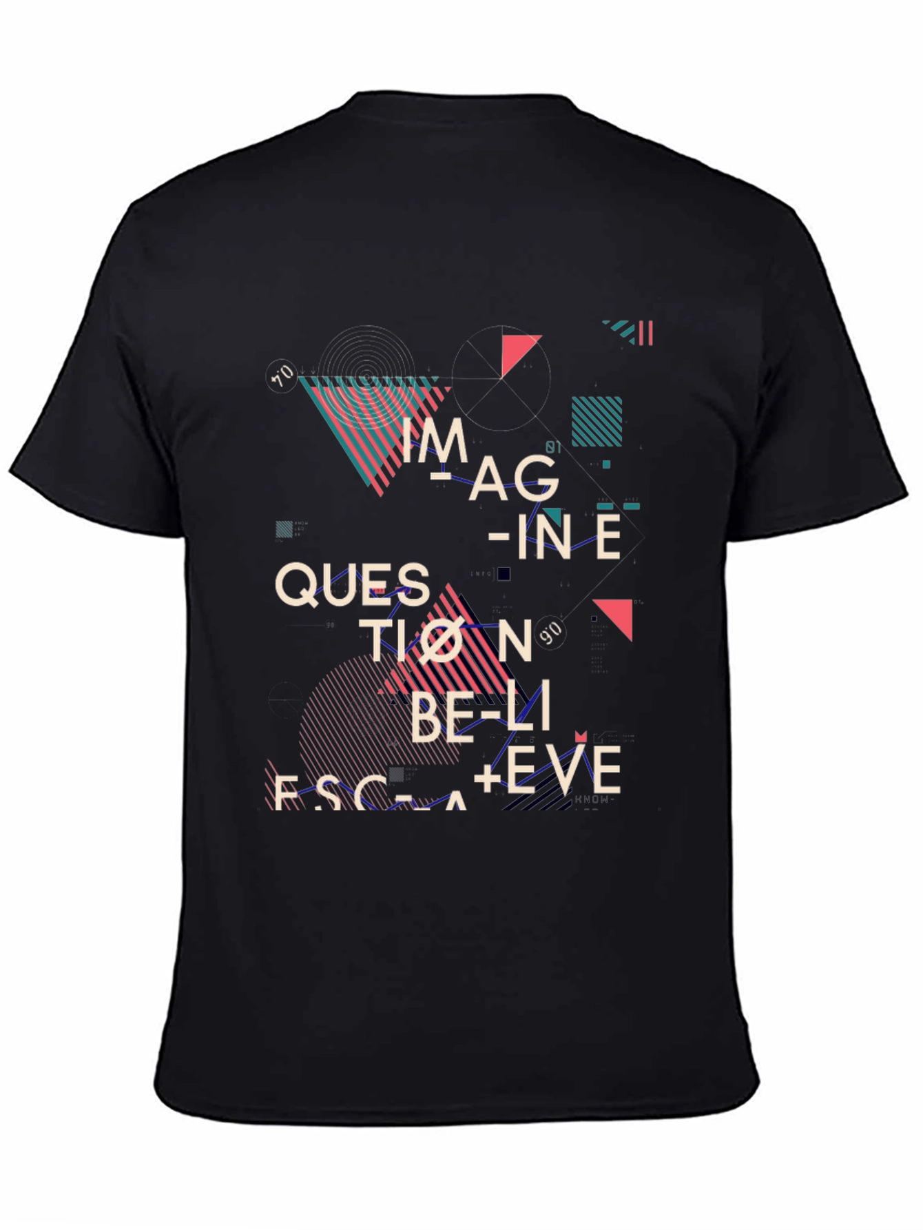 Abstract Graphic Print Tee - Imagine Question Believe