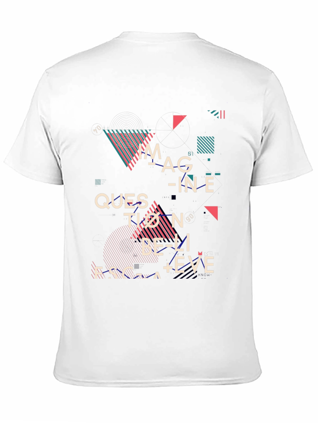 Abstract Graphic Print Tee - Imagine Question Believe