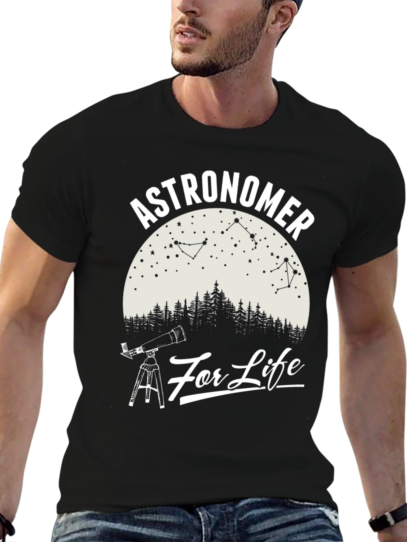 Astronomer For Life Black Graphic T-Shirt