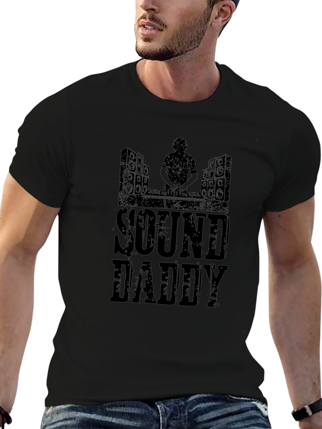 Sound Daddy Graphic Tee - Black Cotton Blend