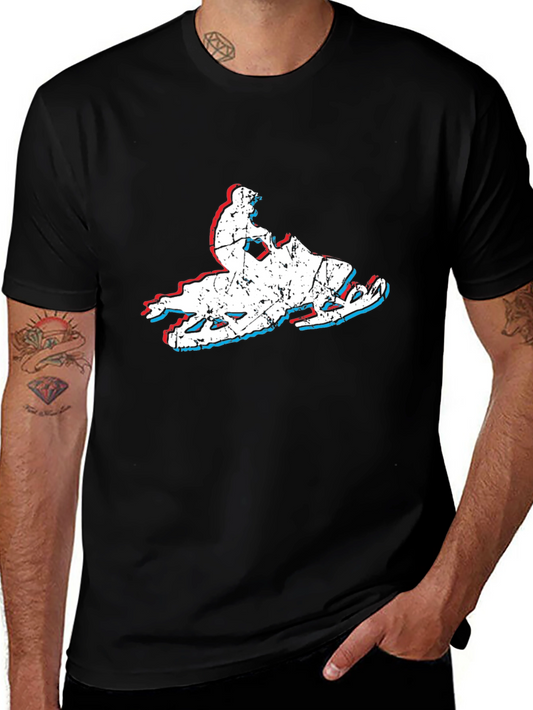 Retro Snowmobile T-Shirt - Distressed Graphic