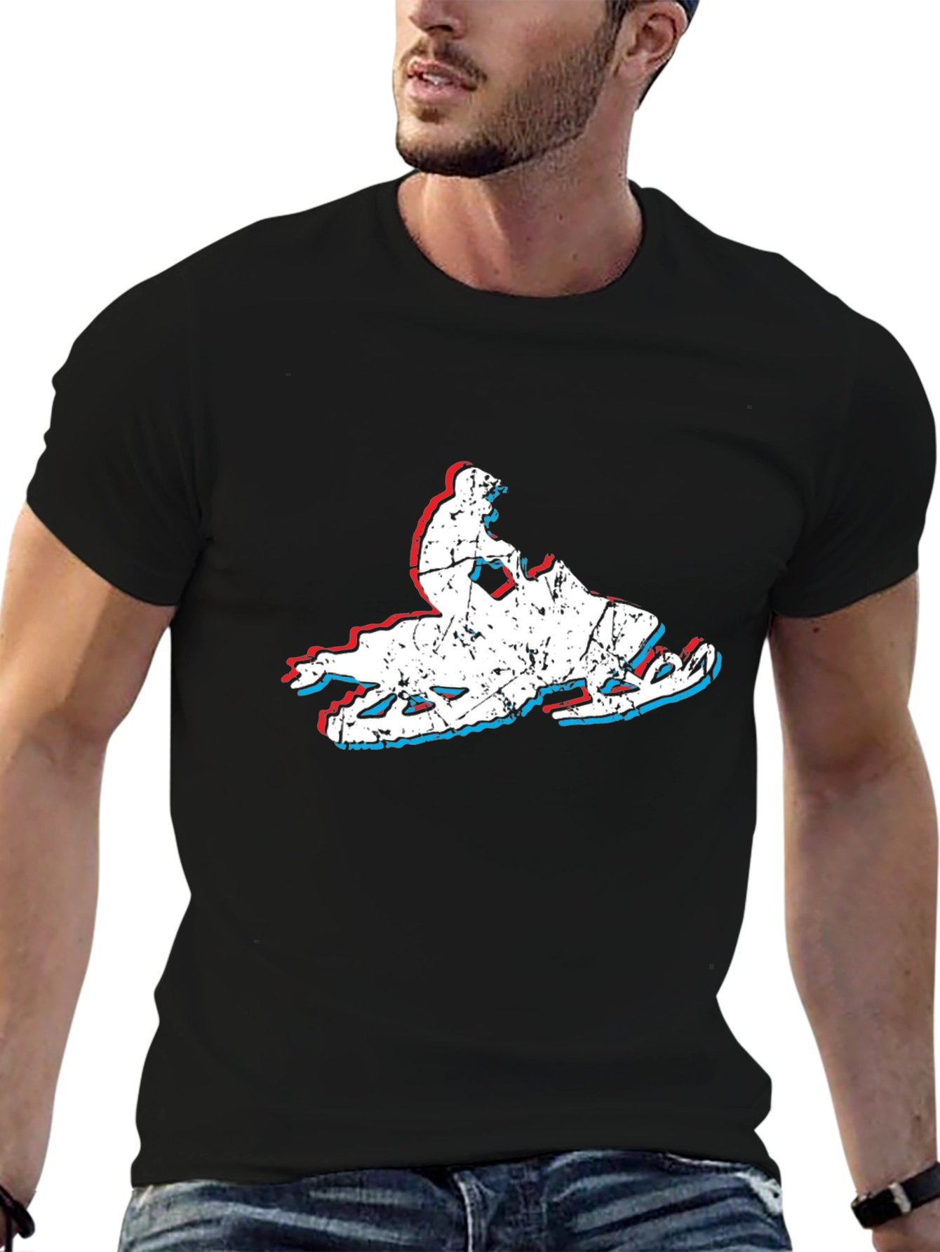 Retro Snowmobile T-Shirt - Distressed Graphic