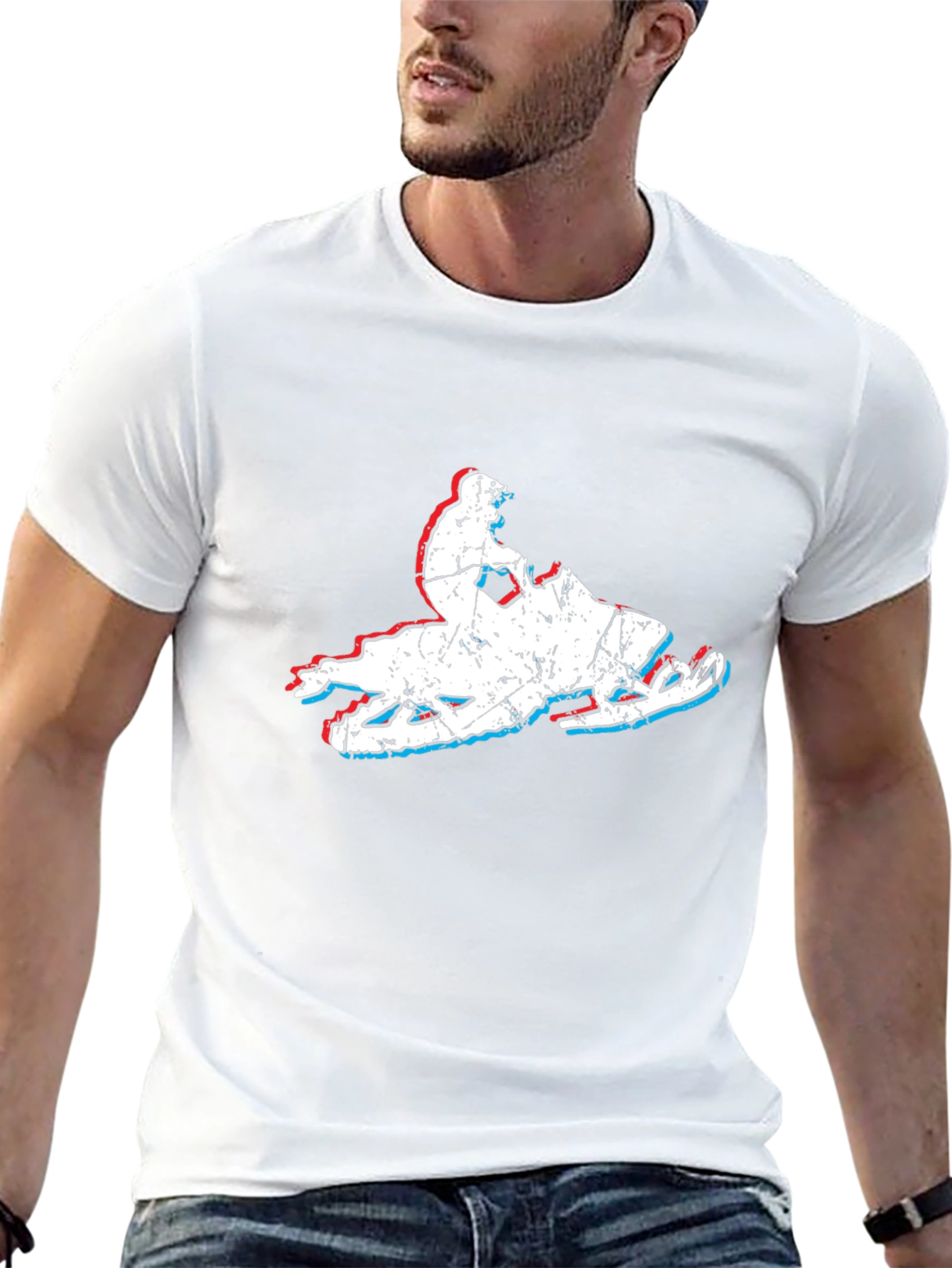 Retro Snowmobile T-Shirt - Distressed Graphic