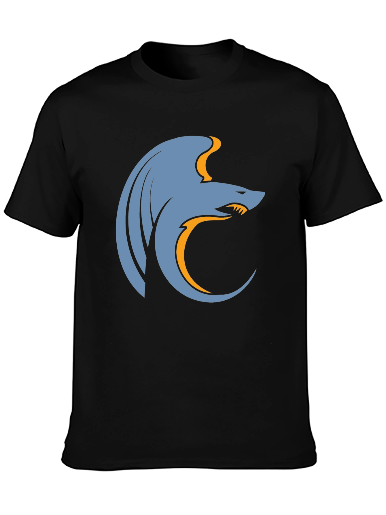 Stylized Wolf Graphic Tee - Modern Mens Black T-Shirt