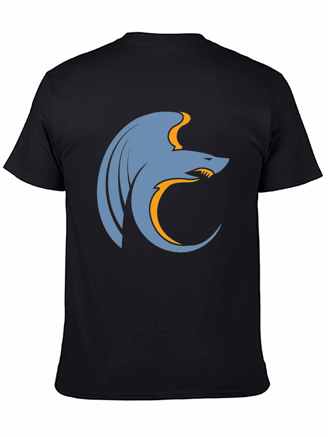 Stylized Wolf Graphic Tee - Modern Mens Black T-Shirt