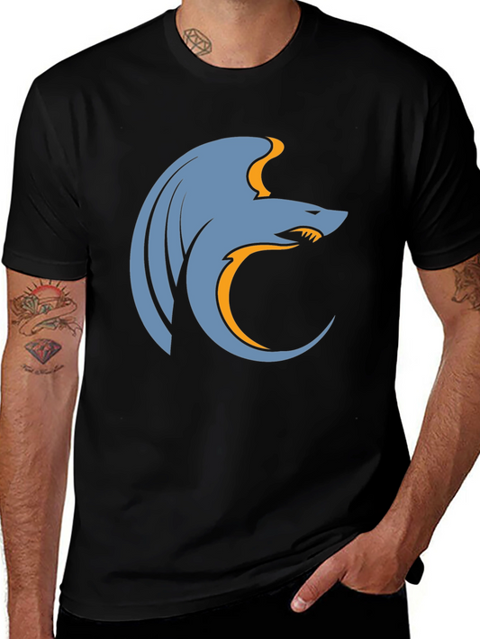 Stylized Wolf Graphic Tee - Modern Mens Black T-Shirt